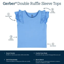 2-Pack Infant Girls Blue Double Ruffle Tops