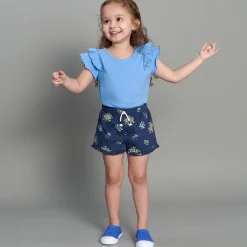 2-Pack Infant Girls Blue Double Ruffle Tops