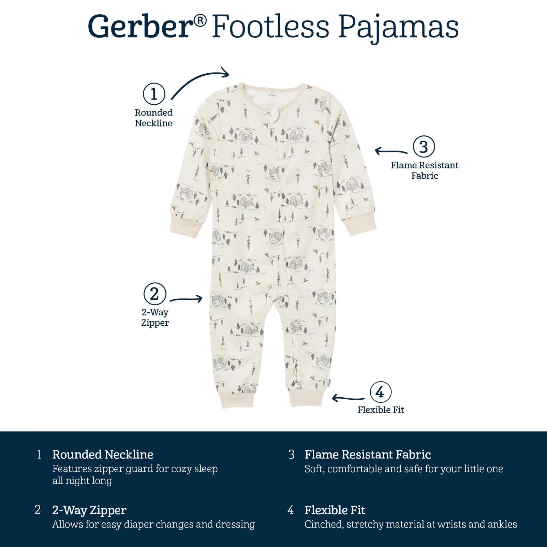 3-Pack Infant & Toddler Boys Outdoors Footless Pajamas