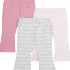 3-Pack Infant & Toddler Girls Gray and Pink Ribbed Flare Leggings