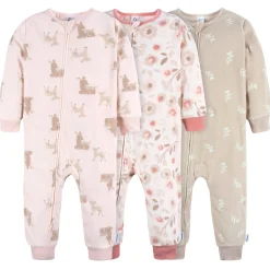 3-Pack Infant & Toddler Girls Pink Deer Footless Fleece Pajamas