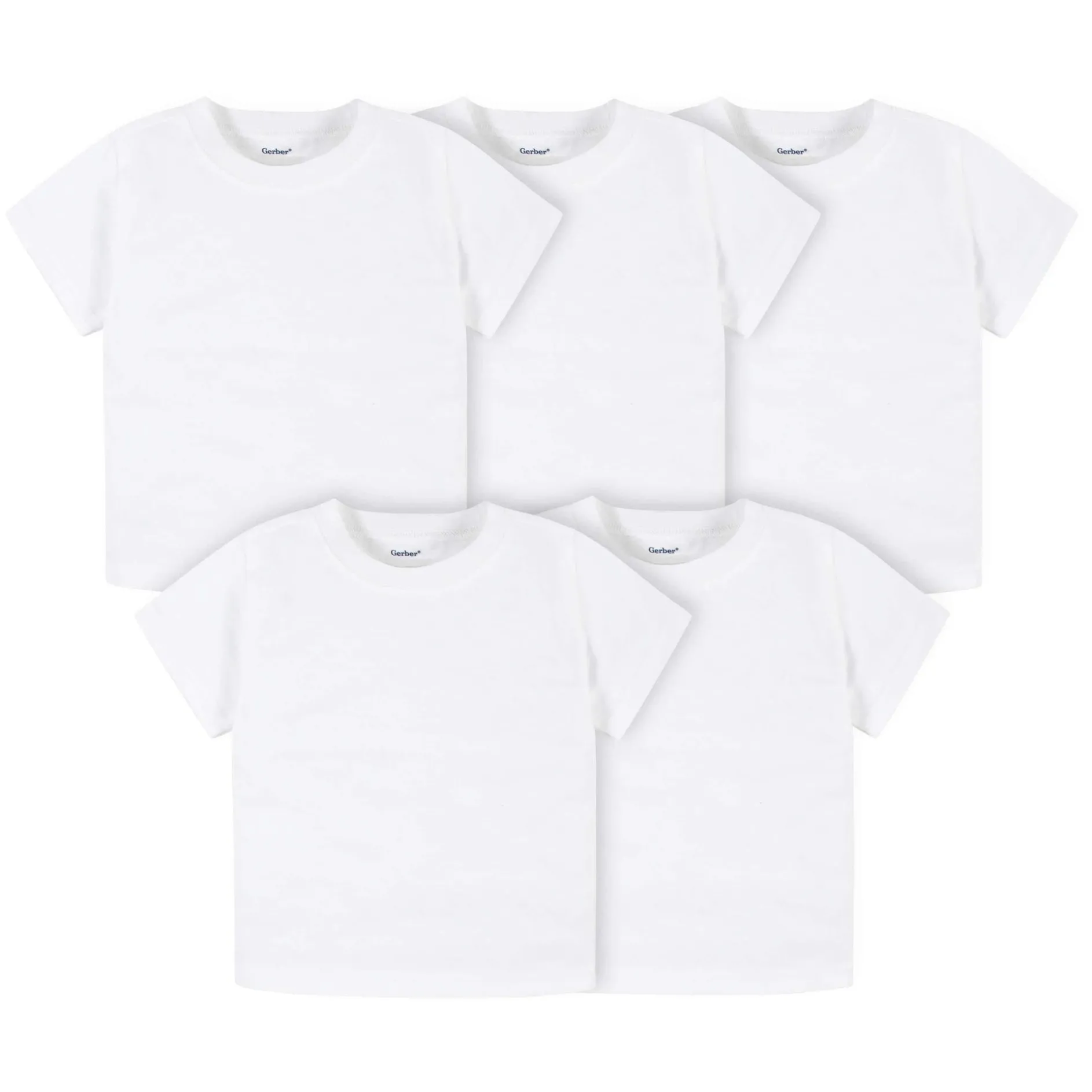 5-Pack Infant & Toddler White Premium Short Sleeve Tees
