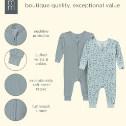 2-Pack Neutral Horse Ranch Viscose Snug Fit Footless Pajamas