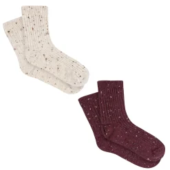 2-Pack Toddler Boys Tan & Burgundy Ribbed Socks