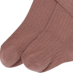 2-Pack Toddler Girls Brown & Ivory Pointelle Ribbed Tights