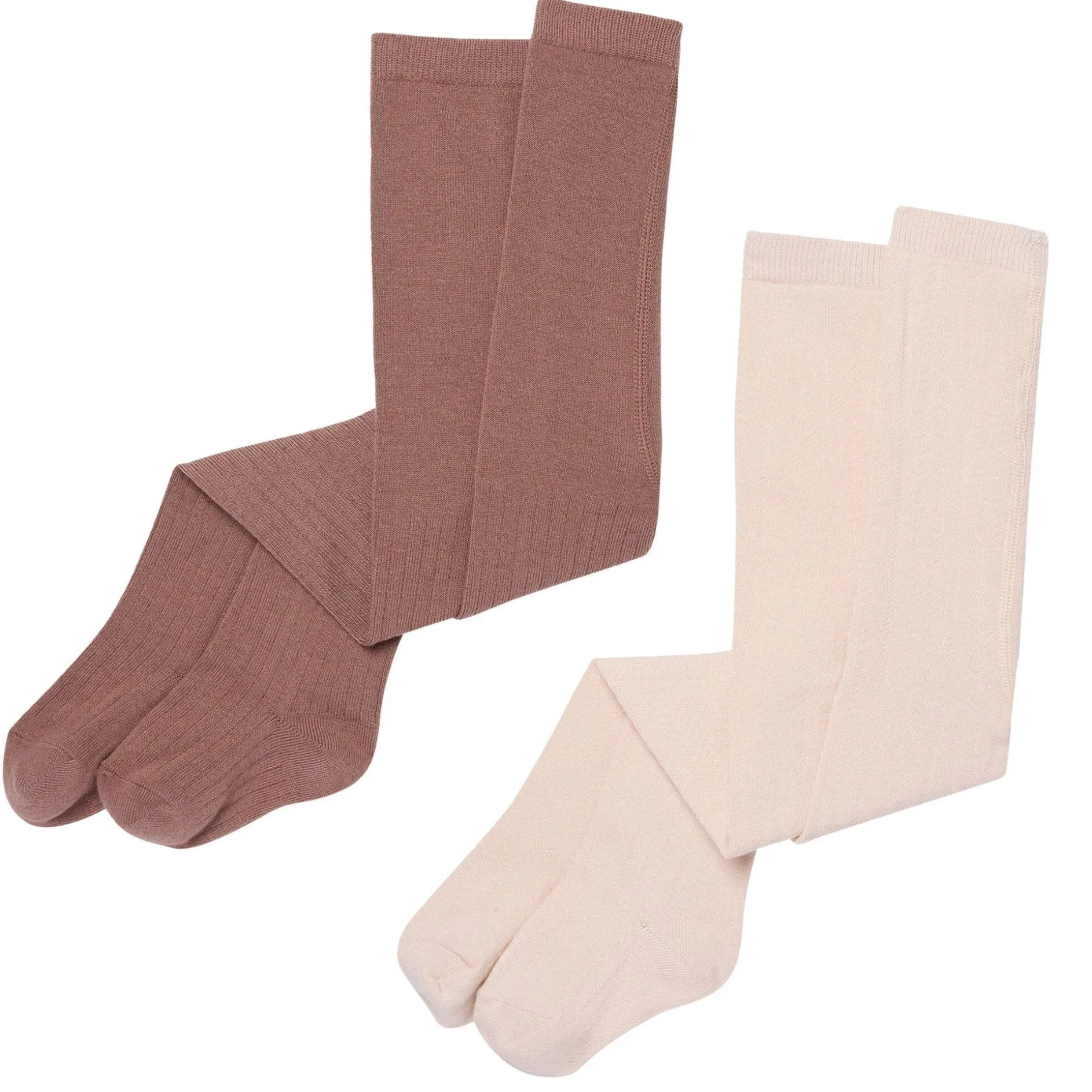2-Pack Toddler Girls Brown & Ivory Pointelle Ribbed Tights