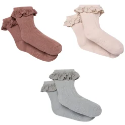 3-Pack Toddler Girls Neutral Lace Socks