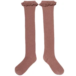 2-Pack Toddler Girls Neutral Lace Knee Socks