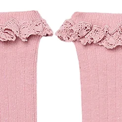 2-Pack Toddler Girls Pink Lace Knee Socks
