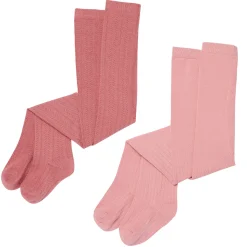 2-Pack Toddler Girls Pink Pointelle Ribbed Tights