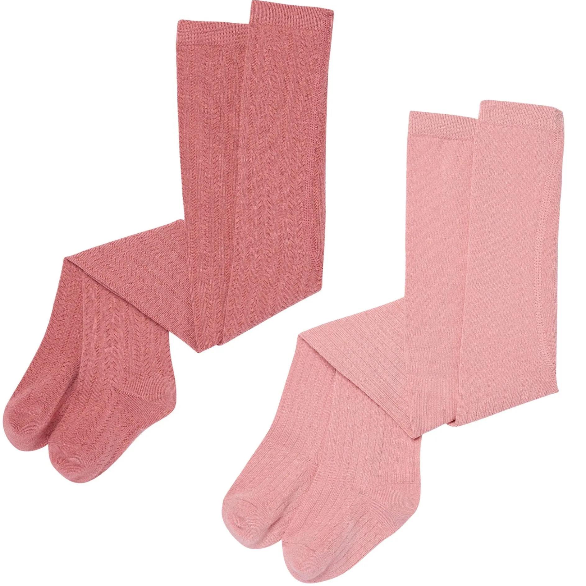 2-Pack Toddler Girls Pink Pointelle Ribbed Tights