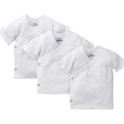 3-Pack White Side-Snap Short Sleeve Shirts, Newborn