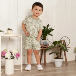 2-Piece Baby and Toddler Boys Tropical Leaves T-Shirt and Shorts Set