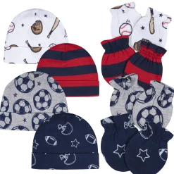 8-Piece Baby Boys All Star No Scratch Mittens & Caps Set