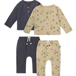 4-Piece Baby Boys Apples Henley Tops and Pants Set