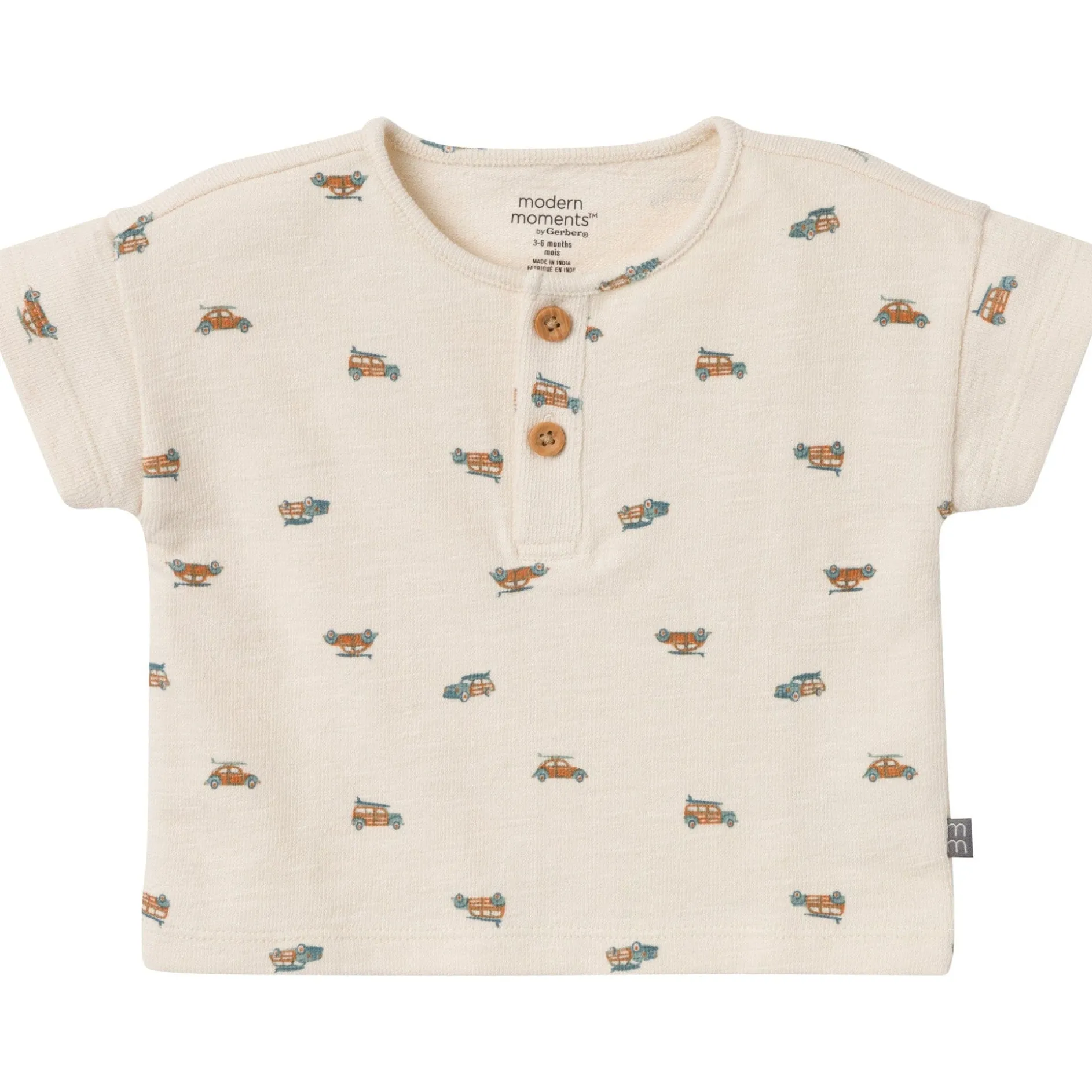 2-Piece Baby Boys Beach Buggys Henley Shirt and Shorts Set
