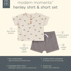 2-Piece Baby Boys Beach Buggys Henley Shirt and Shorts Set