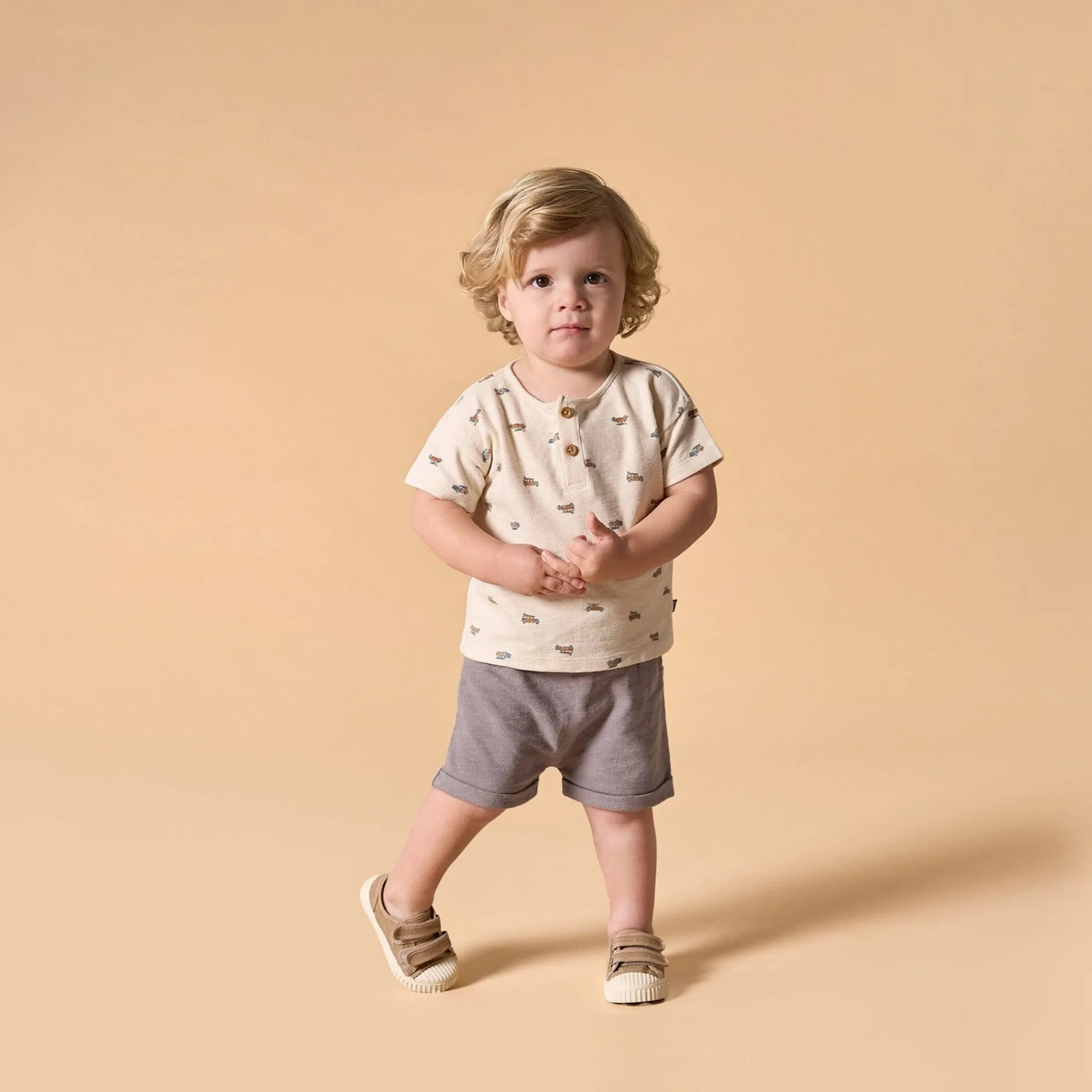 2-Piece Baby Boys Beach Buggys Henley Shirt and Shorts Set