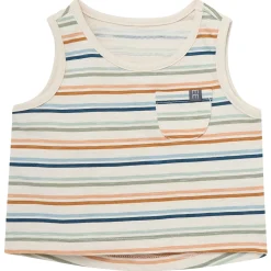 4-Piece Baby Boys Beige Stripe Sleeveless Shirts and Shorts Set