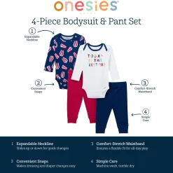 4-Piece Baby Boys Best Popcorn Day Onesies® Bodysuits and Pants