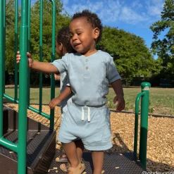 2-Piece Baby Boys Blue Bodysuit and Shorts Set