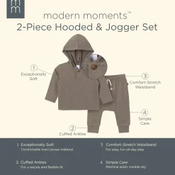 2-Piece Baby Boys Brown Heather Hooded Brushed Hacci Set