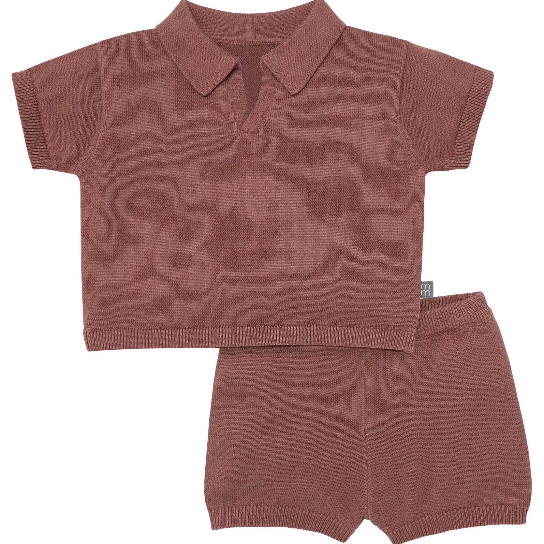 2-Piece Baby Boys Brown Johnny Collar Sweater Knit Set