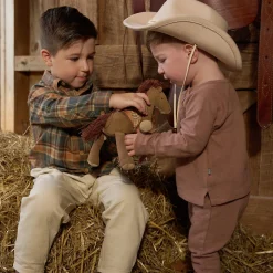 2-Piece Baby Boys Brown Raglan Top and Pant Set