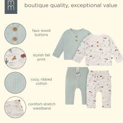 4-Piece Baby Boys Buffalo Desert Henley Tops and Pants Set