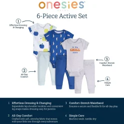 6-Piece Baby Boys Chill Zone Onesies® and Active Pant Set