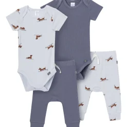 4-Piece Baby Boys Dachshund Surf Bodysuits and Pants Viscose Set