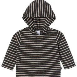 2-Piece Baby Boys Dark Grey Heather Stripe Hacci Hoodie and Jogger Pants Set