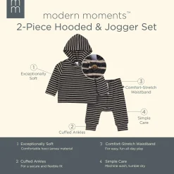 2-Piece Baby Boys Dark Grey Heather Stripe Hacci Hoodie and Jogger Pants Set