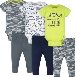 6-Piece Baby Boys Dino Onesies® Brand Bodysuits & Pants Set