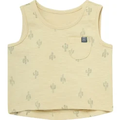 4-Piece Baby Boys Dusty Yellow Cactus Sleeveless Shirts and Shorts Set