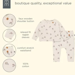 2-Piece Baby Boys Grey Bicycle Raglan Top and Pant Set