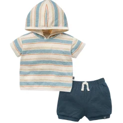 2-Piece Baby Boys Hooded Short Sleeve Top & Cuffed Shorts Set