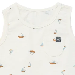 4-Piece Baby Boys Ivory Sailboats Sleeveless Shirts and Shorts Set