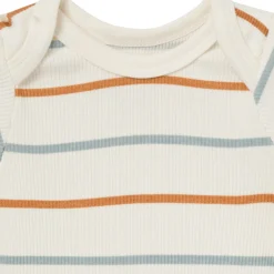 4-Piece Baby Boys Ivory Stripe Short Sleeve Bodysuits and Shorts Set