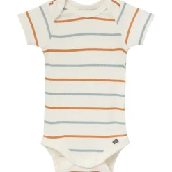 4-Piece Baby Boys Ivory Stripe Short Sleeve Bodysuits and Shorts Set