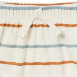 4-Piece Baby Boys Ivory Stripe Short Sleeve Bodysuits and Shorts Set