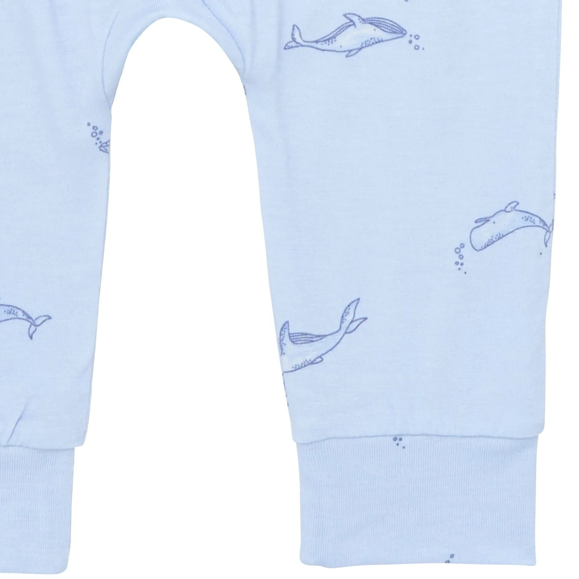 4-Piece Baby Boys Light Blue Whale Viscose Bodysuits and Pants Set