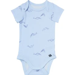 4-Piece Baby Boys Light Blue Whale Viscose Bodysuits and Pants Set