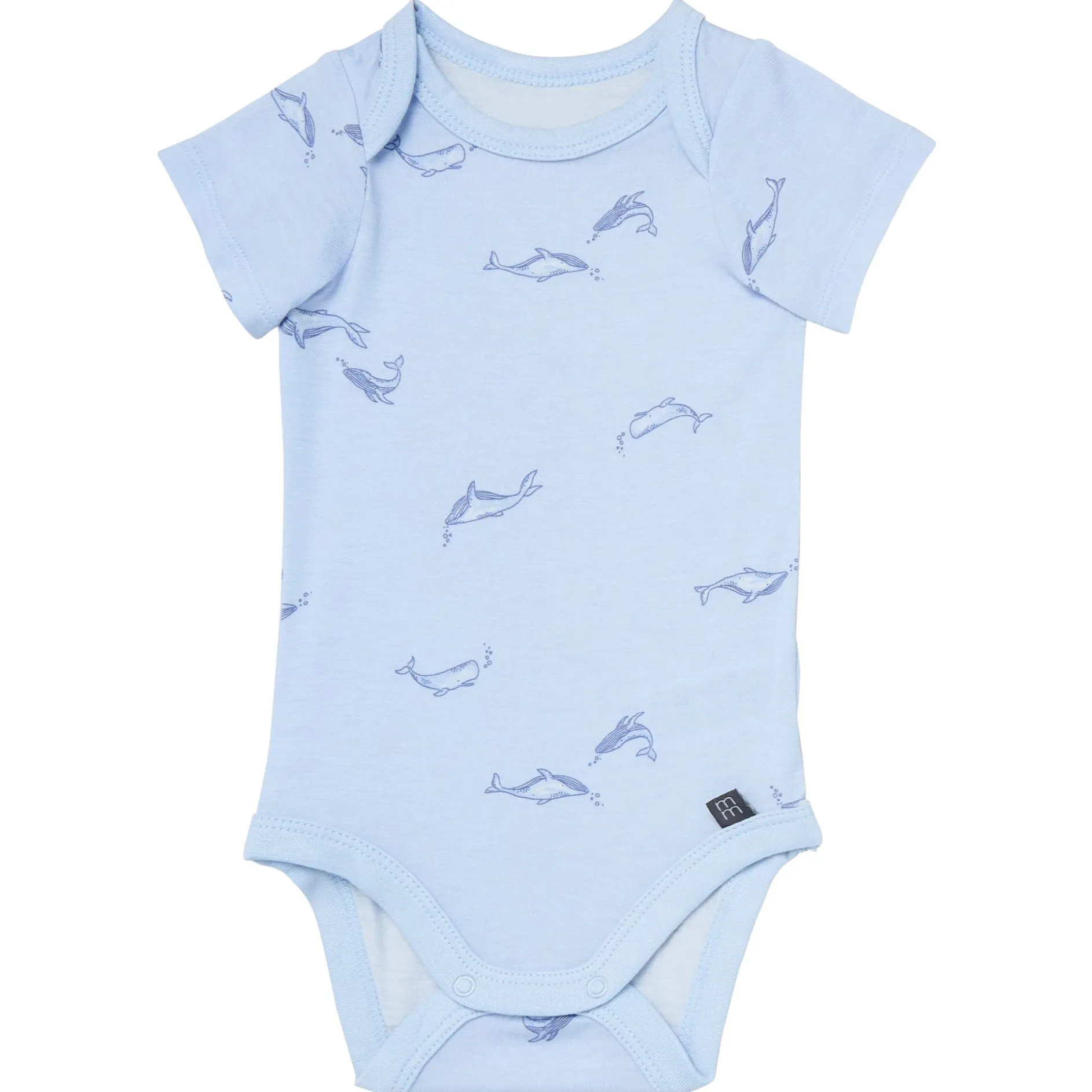 4-Piece Baby Boys Light Blue Whale Viscose Bodysuits and Pants Set