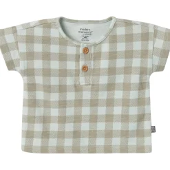 2-Piece Baby Boys Light Sky Gingham Henley Shirt and Shorts Set