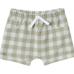 2-Piece Baby Boys Light Sky Gingham Henley Shirt and Shorts Set