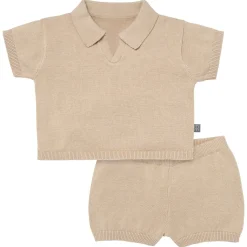 2-Piece Baby Boys Light Tan Johnny Collar Sweater Knit Set