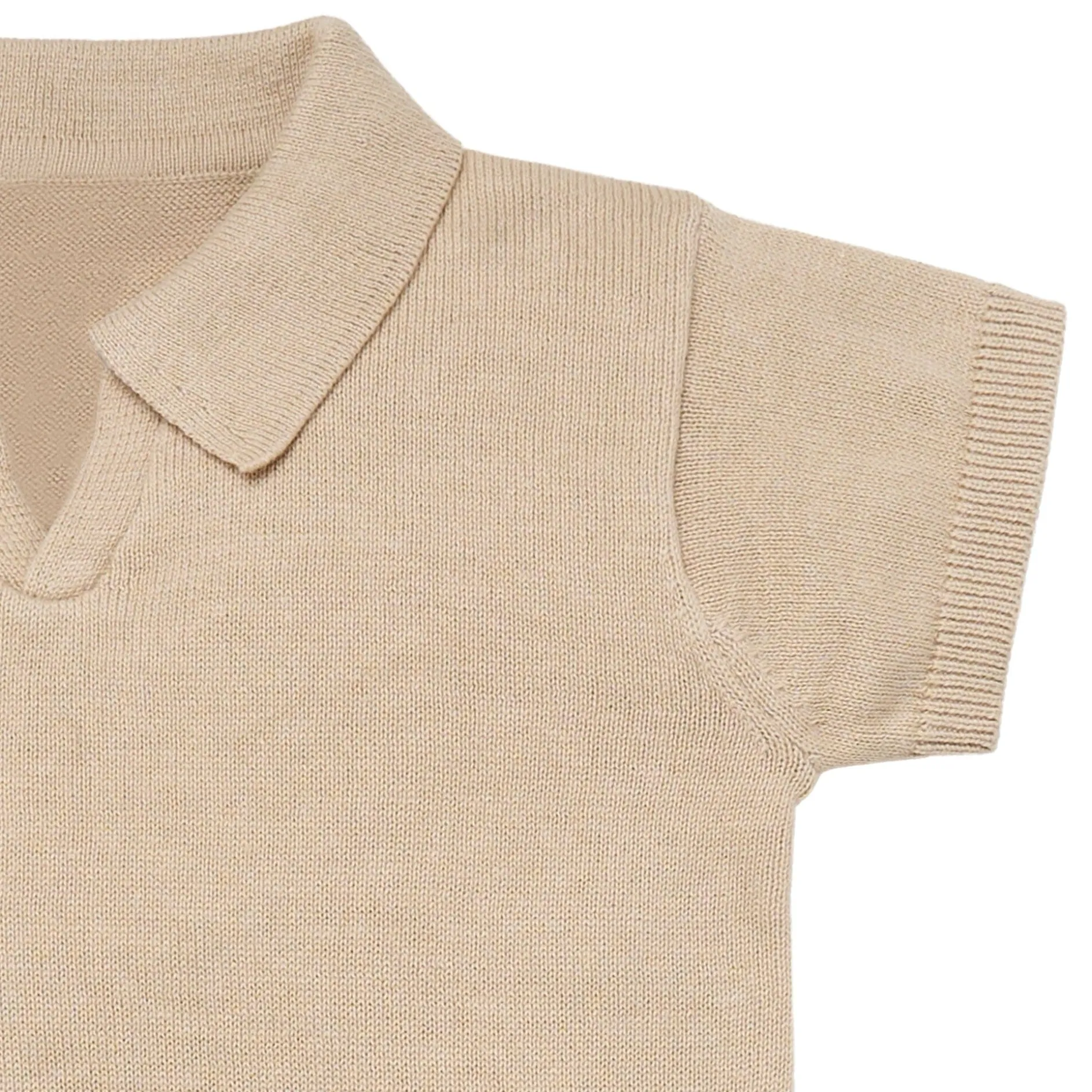 2-Piece Baby Boys Light Tan Johnny Collar Sweater Knit Set