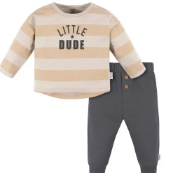2-Piece Baby Boys Little Dude Top & Joggers Set