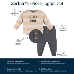 2-Piece Baby Boys Little Dude Top & Joggers Set